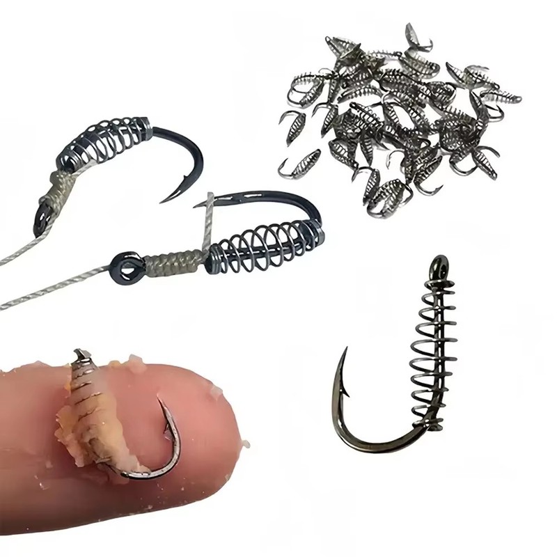 Fishing Hook Circle - 10-60 ชิ้น ตะขอเบ็ดตกปลาเหล็กคาร์บอนสูงแบบมีเงี่ยง ตะขอหมุนสำหรับตกปลาคาร์พ ตะขอจิ๊ก ตะขอเบ็ดตกปลาแบบฟลาย